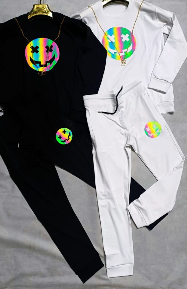 Imported lacra fabric reflector track suit with black & white free size