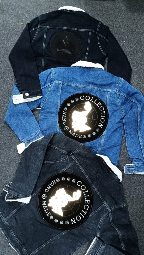 Imported Denim jacket reflecter back design..size M L XL